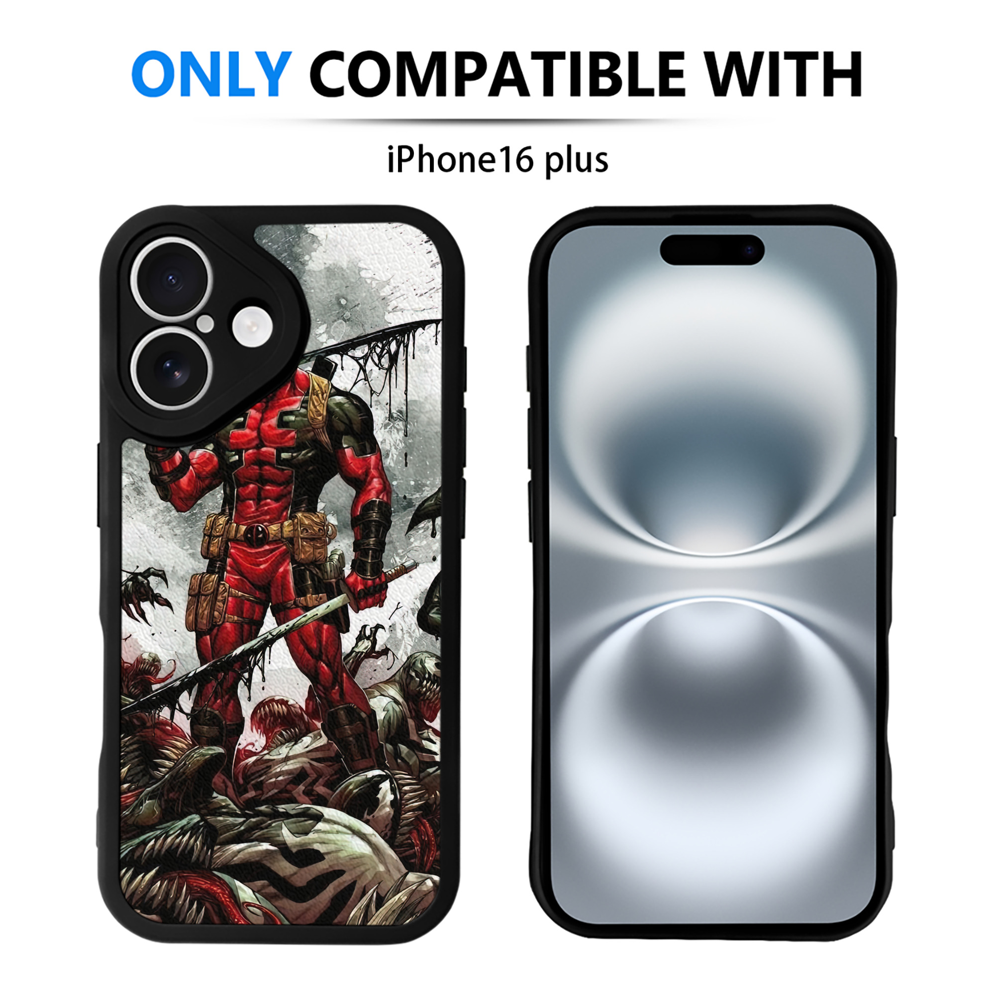 （画像用） Deadpool デッドプール 【iPhone 16シリーズ対応】シリコンスマホケース（レザー調） 材質：シリコン